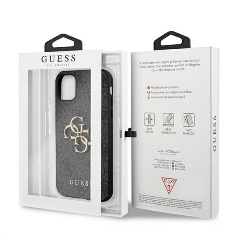 iPhone 12/12 PRO grey Metal Logo GUESS nugarėlė 3