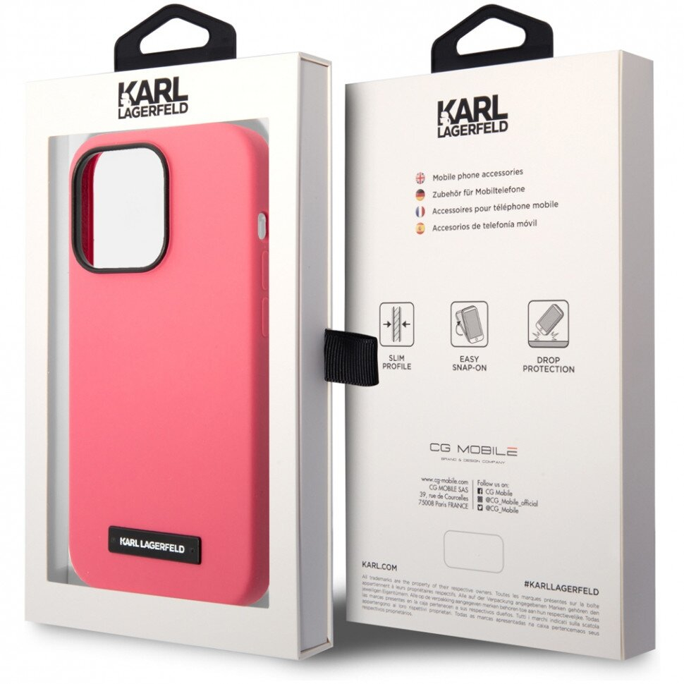 iPhone 14 PRO MAX neo rožinė Magsafe KARL LAGERFELD nugarėlė KLHMP14XSLMP1PI 4