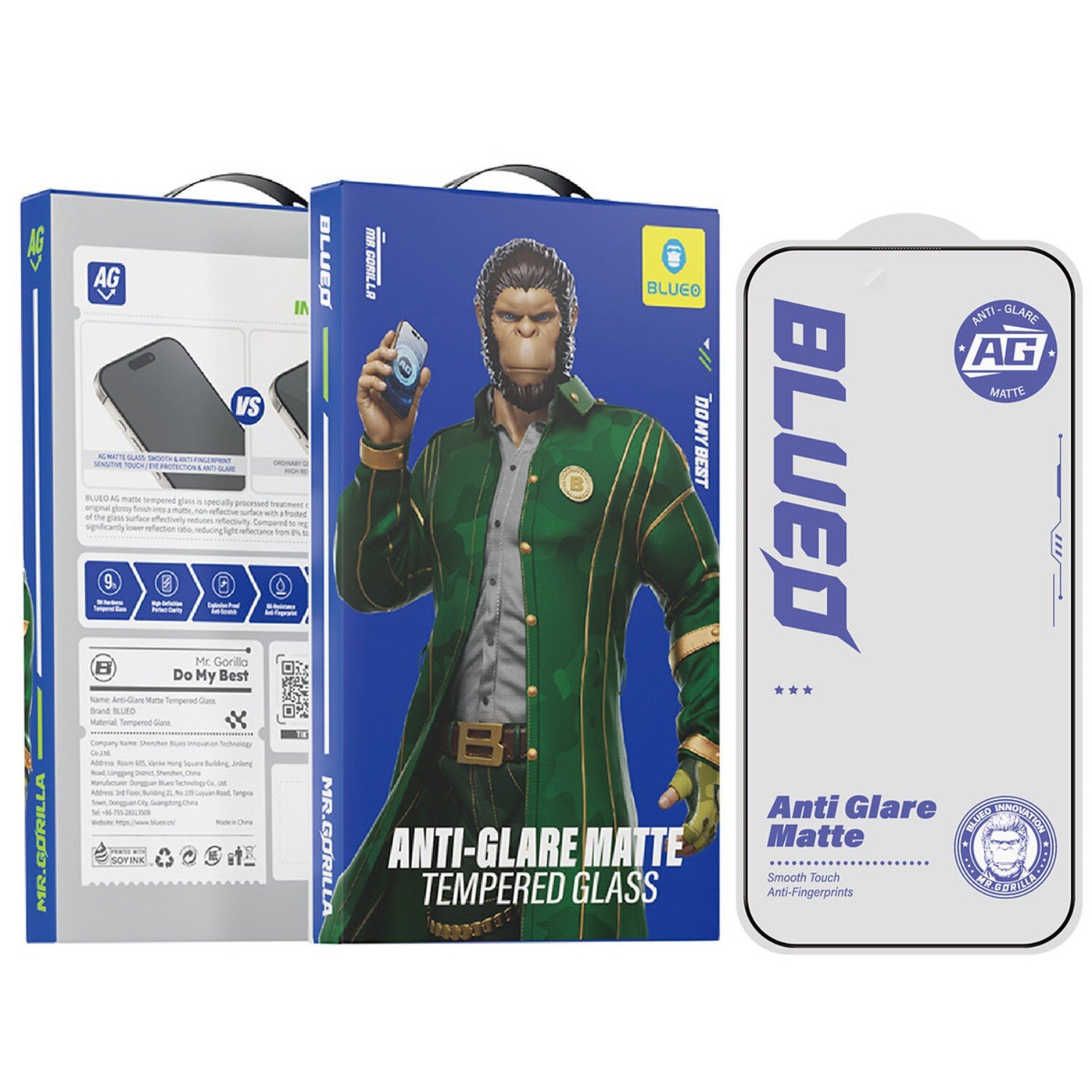 iPhone 18 PRO MAX black pilnas Mr.Monkey 5D MATTE stiklas