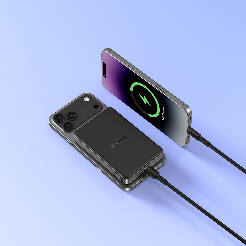 Išorinė baterija black BLAVEC 2 in 1 BJ-05 10.000mAh Qi2.2 25W + PD 45W PBBJ05-QI22MC10B 9