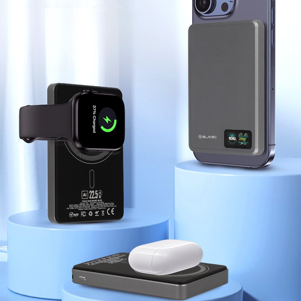 Išorinė baterija grey BLAVEC 3 in 1 Slim 10.000mAh 22.5W Type-C + MagSafe PBBJ03-MC10G 9 Išorinė baterija grey BLAVEC 3 in 1 Slim 10.000mAh 22.5W Type-C + MagSafe PBBJ03-MC10G 9