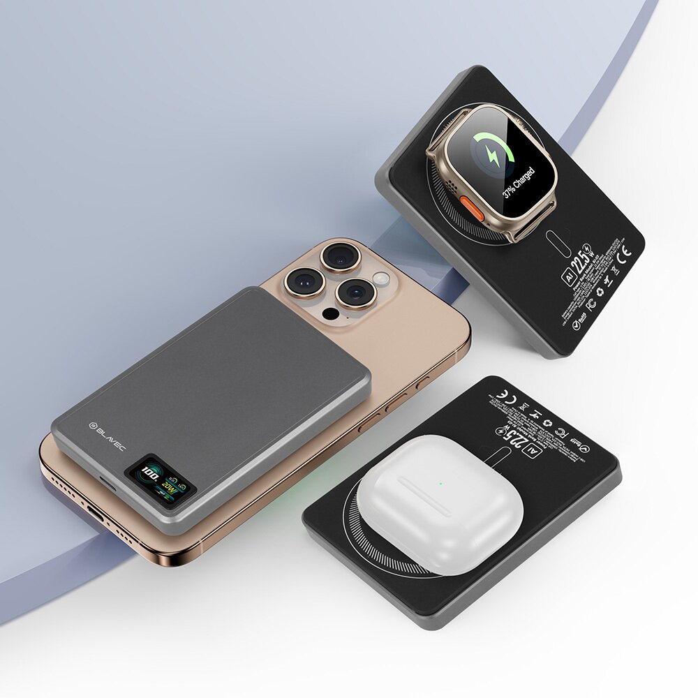 Išorinė baterija grey BLAVEC 3 in 1 Slim 10.000mAh 22.5W Type-C + MagSafe PBBJ03-MC10G 15 Išorinė baterija grey BLAVEC 3 in 1 Slim 10.000mAh 22.5W Type-C + MagSafe PBBJ03-MC10G 15
