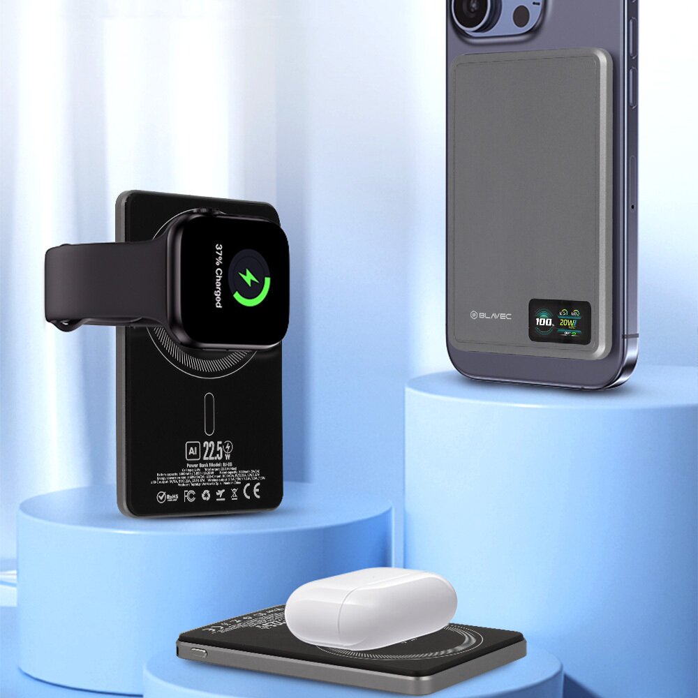 Išorinė baterija grey BLAVEC 3 in 1 Slim BJ-03 5000mAh 22.5W Type-C + MagSafe PBBJ03-MC5G 9