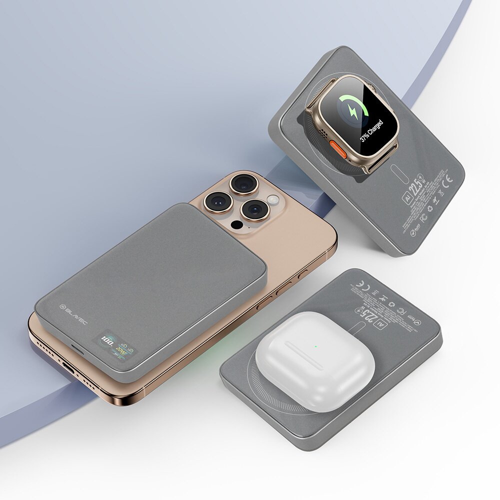Išorinė baterija grey BLAVEC 3 in 1 Slim Glass BJ-04 10.000mAh 22.5W Type-C + MagSafe PBBJ04-MC10G 5