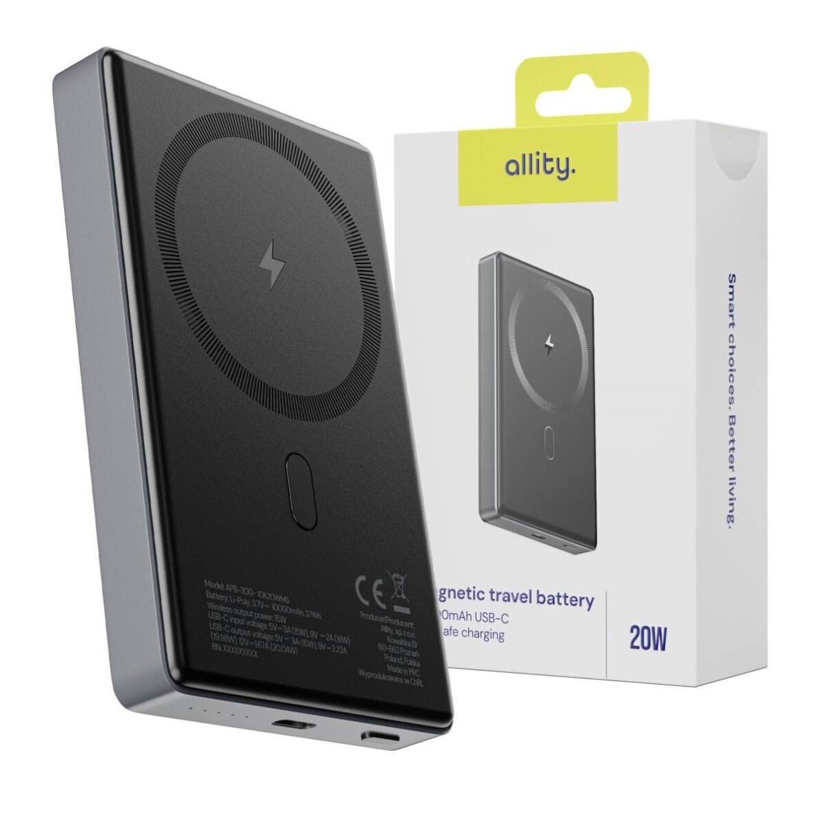 Išorinė baterija ALLITY APB-300 10.000mAh PD QC 20W MagSafe GSM187747 8 Išorinė baterija ALLITY APB-300 10.000mAh PD QC 20W MagSafe GSM187747 8