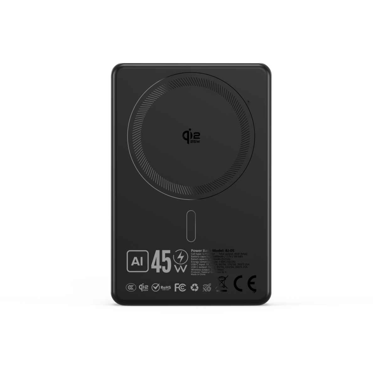 Išorinė baterija black BLAVEC 2 in 1 BJ-05 10.000mAh Qi2.2 25W + PD 45W PBBJ05-QI22MC10B 3