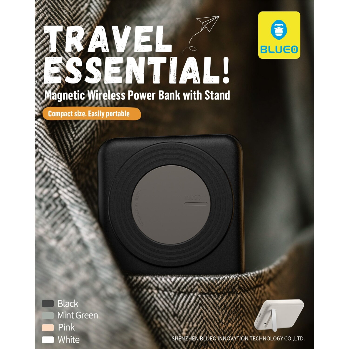 Išorinė baterija black BLUEO Magsafe 10.000mAh 8