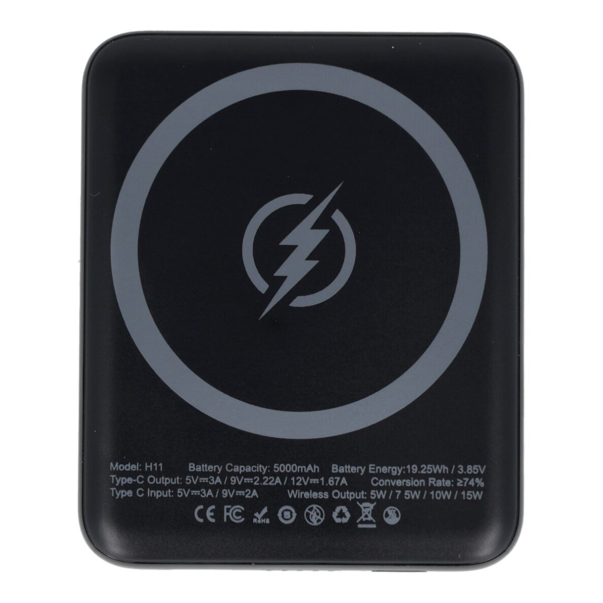 Išorinė baterija black ISTYLE MINI 5000mAh 15W Wireless + Type-C IS-H11