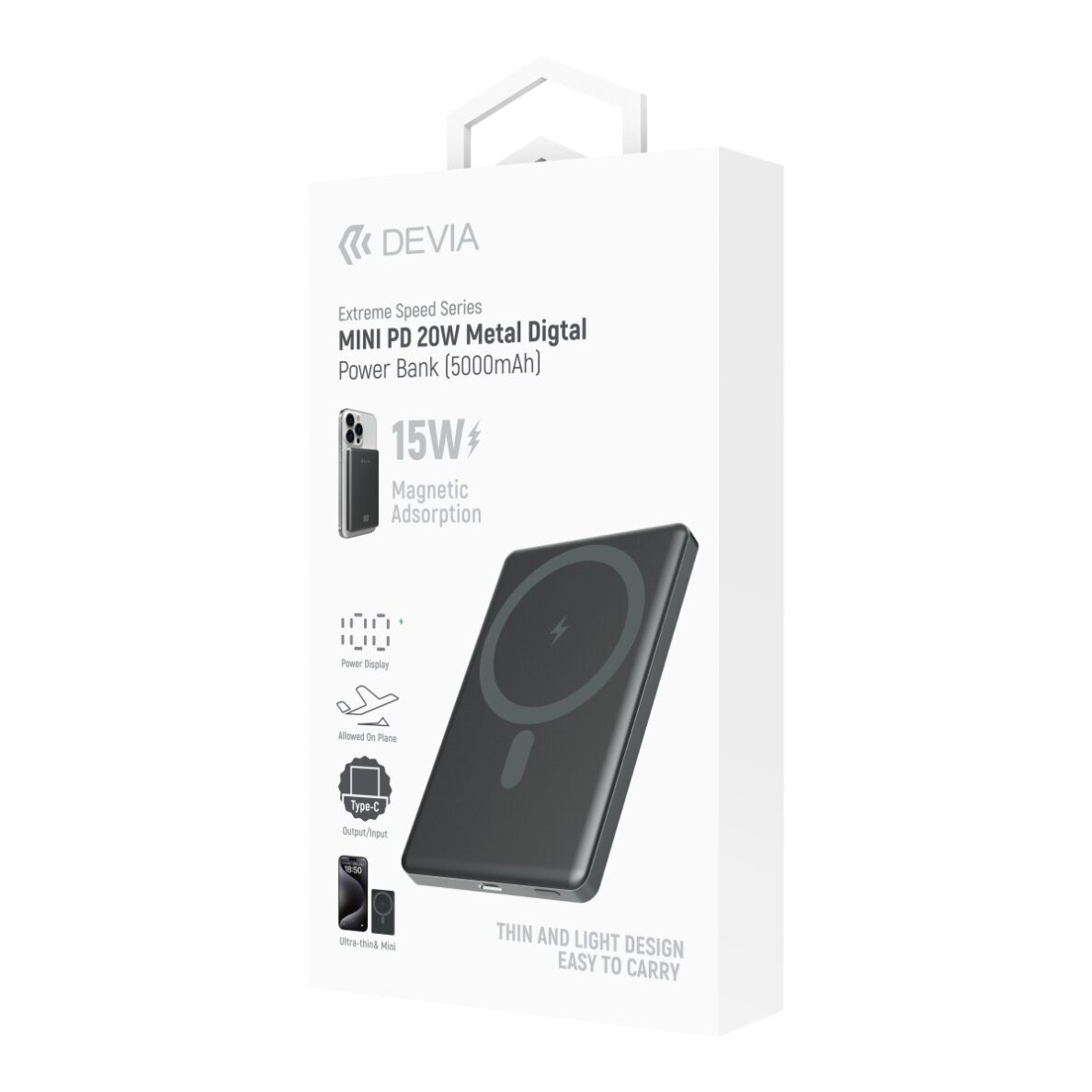 Išorinė baterija grey DEVIA 5000mAh PD 20W EP190 7 Išorinė baterija grey DEVIA 5000mAh PD 20W EP190 7