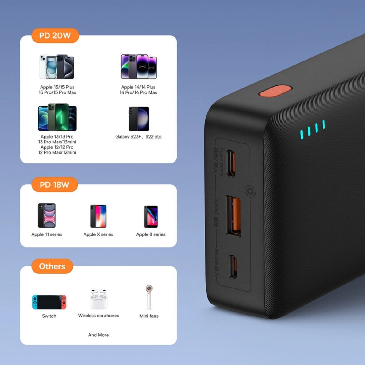 Išorinė baterija LiPo BASEUS Airpow black 20000mAh 20W USB + TYPE-C P10022804113-00 2 Išorinė baterija LiPo BASEUS Airpow black 20000mAh 20W USB + TYPE-C P10022804113-00 2