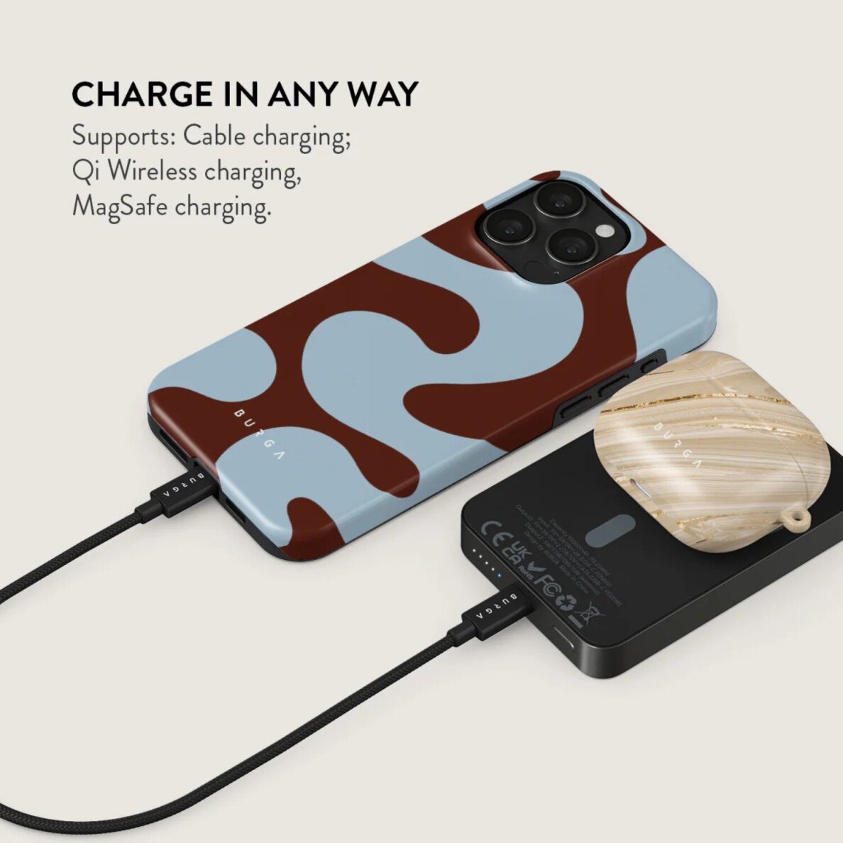 Išorinė baterija Magsafe Core Gunmetal BURGA 10000mAh 4