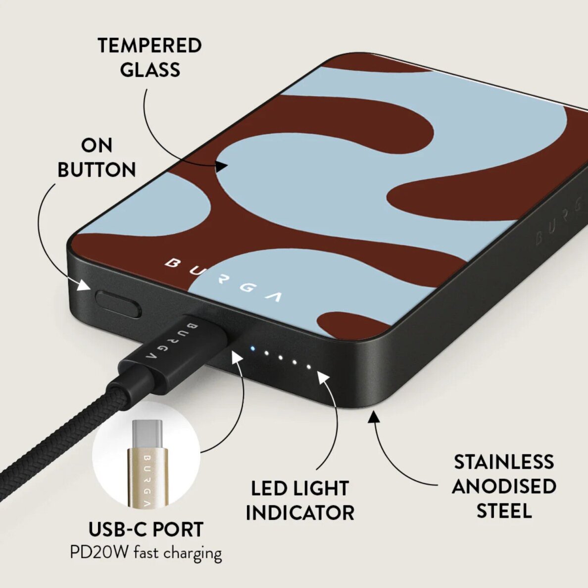 Išorinė baterija Magsafe Core Gunmetal BURGA 10000mAh 1 Išorinė baterija Magsafe Core Gunmetal BURGA 10000mAh 1