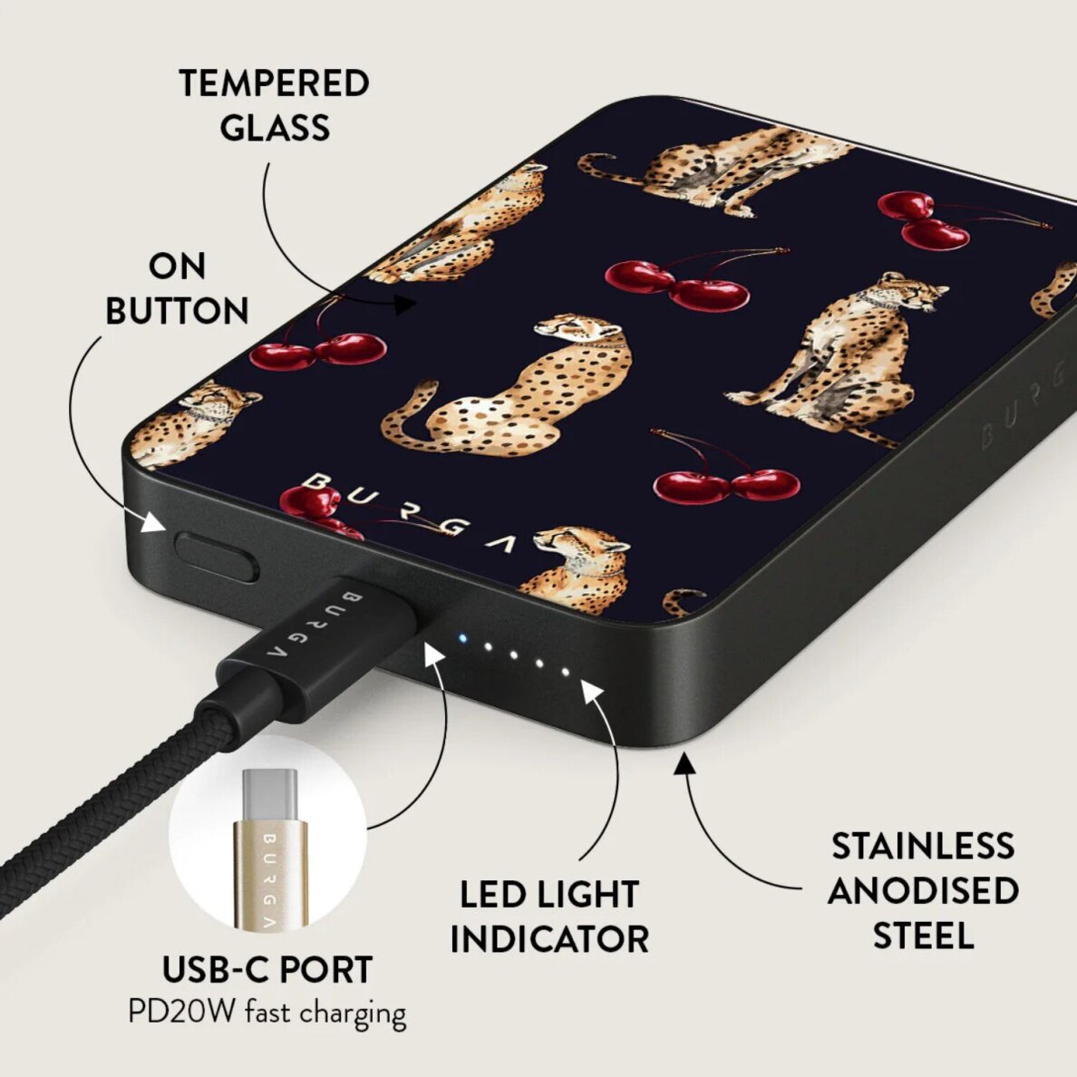 Išorinė baterija Magsafe Cougar Gunmetal BURGA 10000mAh 2 Išorinė baterija Magsafe Cougar Gunmetal BURGA 10000mAh 2