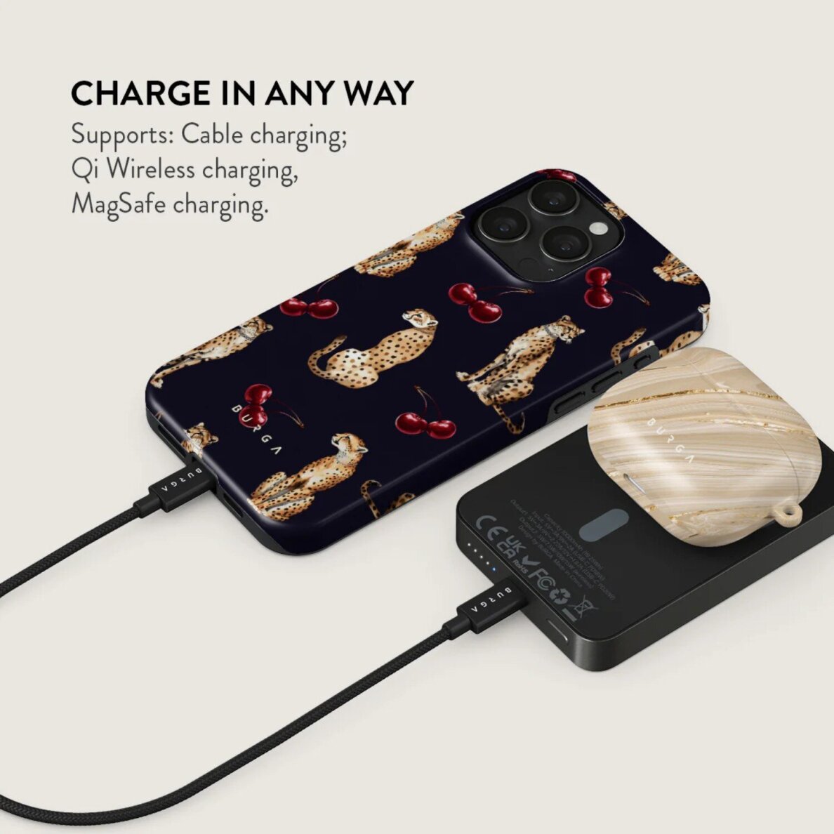 Išorinė baterija Magsafe Cougar Gunmetal BURGA 10000mAh 1