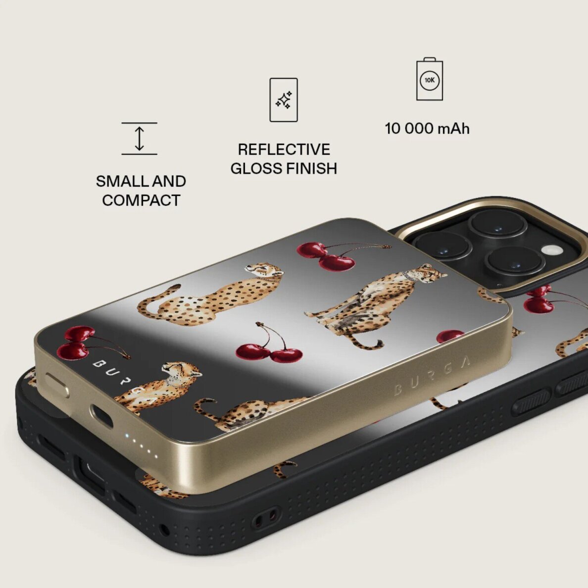 Išorinė baterija MagSafe Mirror Cougar Gunmetal BURGA 10000mAh 1