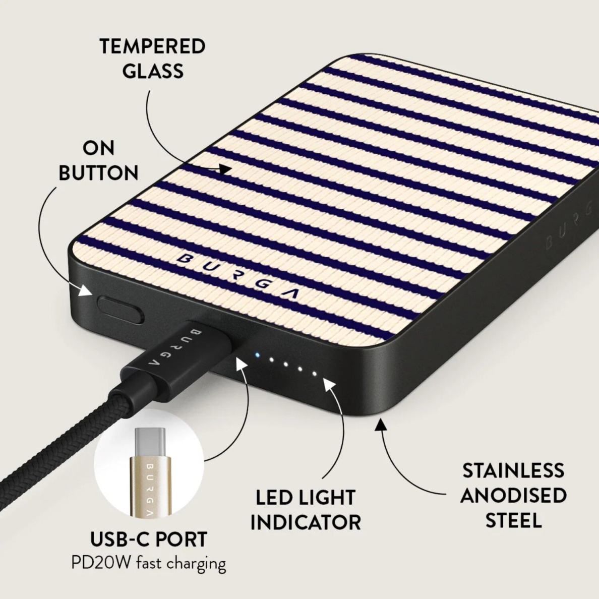 Išorinė baterija Magsafe Old Money Gunmetal BURGA 5000mAh 3 Išorinė baterija Magsafe Old Money Gunmetal BURGA 5000mAh 3
