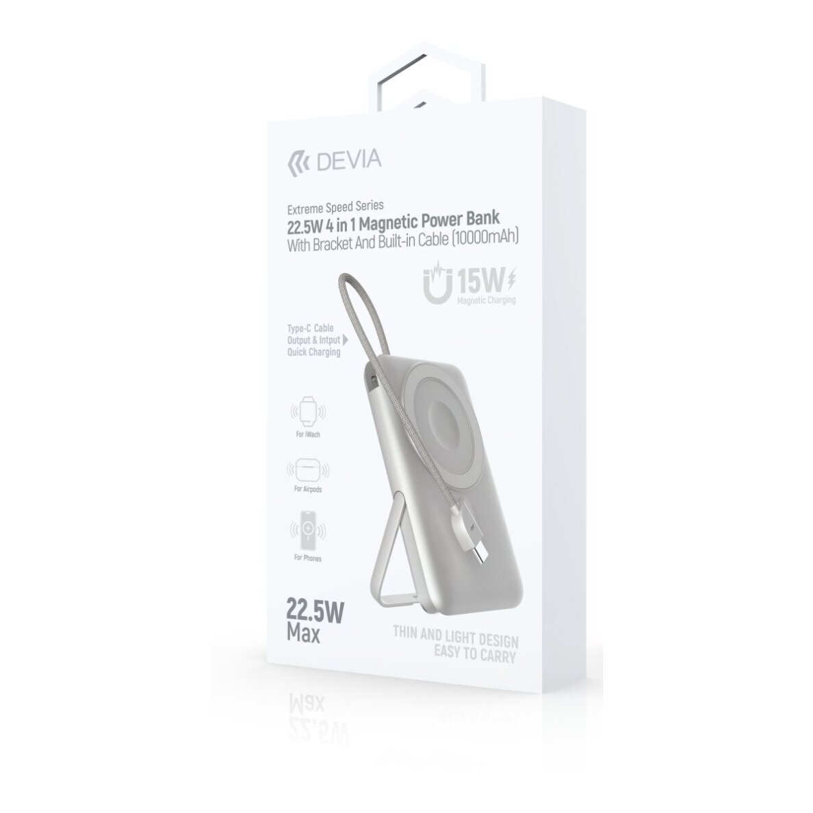 Išorinė baterija Magsafe silver DEVIA 4 in 1 Cable 10000mAh PD 22.5W EP203 6