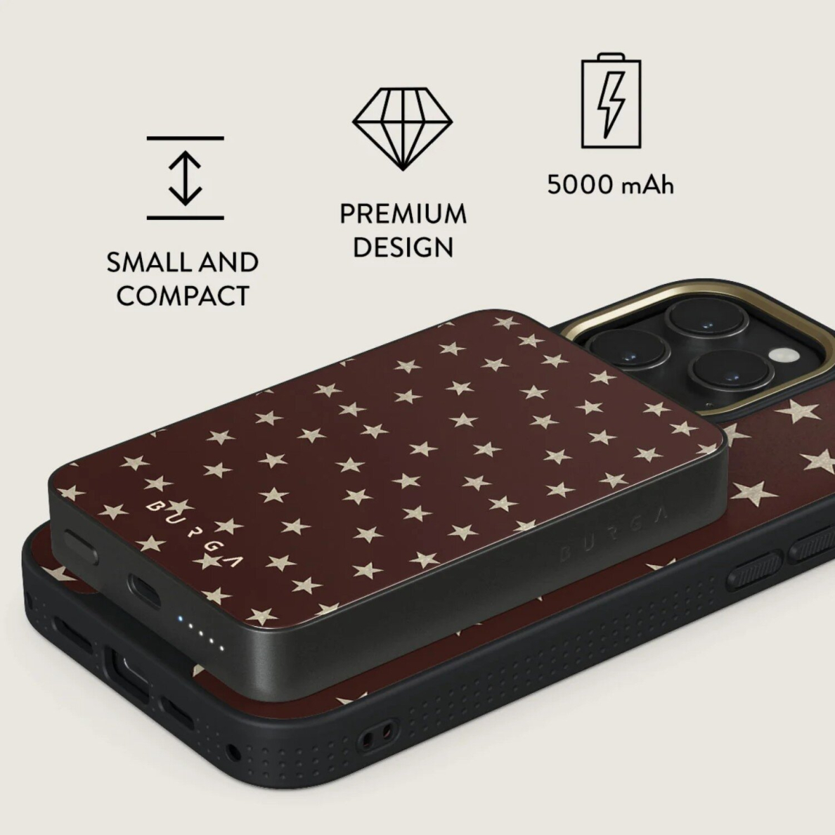 Išorinė baterija Magsafe Wonderland Gunmetal BURGA 5000mAh 2