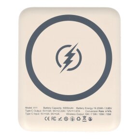 Išorinė baterija beige ISTYLE MINI 5000mAh 15W Wireless + Type-C IS-H11