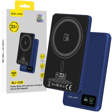 Išorinė baterija dark blue BLAVEC 3 in 1 Slim Glass BJ-03 5000mAh 22.5W Type-C + MagSafe PBBJ03-MC5N Išorinė baterija dark blue BLAVEC 3 in 1 Slim Glass BJ-03 5000mAh 22.5W Type-C + MagSafe PBBJ03-MC5N