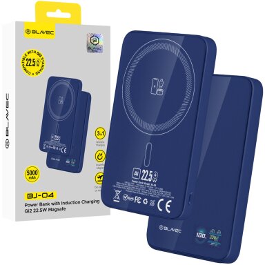 Išorinė baterija dark blue BLAVEC 3 in 1 Slim Glass BJ-04 5000mAh 22.5W Type-C + MagSafe PBBJ04-MC5N Išorinė baterija dark blue BLAVEC 3 in 1 Slim Glass BJ-04 5000mAh 22.5W Type-C + MagSafe PBBJ04-MC5N