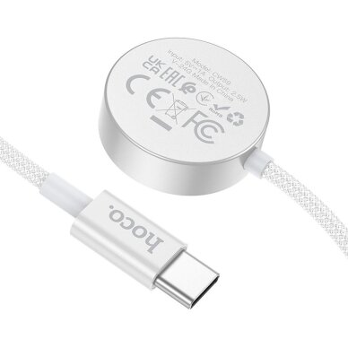 Išmaniojo laikrodžio įkrovimo laidas white HOCO USB-C 2.5W Samsung + Apple CW59 2
