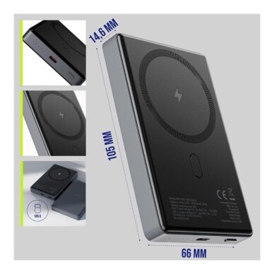 Išorinė baterija ALLITY APB-300 10.000mAh PD QC 20W MagSafe GSM187747 7 Išorinė baterija ALLITY APB-300 10.000mAh PD QC 20W MagSafe GSM187747 7