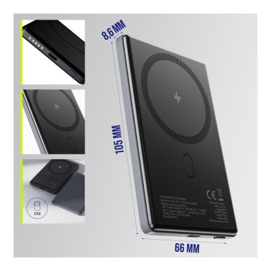 Išorinė baterija ALLITY APB-300 5000mAh PD QC 20W MagSafe GSM187746 9