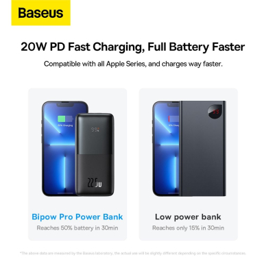 Išorinė baterija Bipow Pro Baseus juoda 10000mAh 22,5W PPBD040001 15