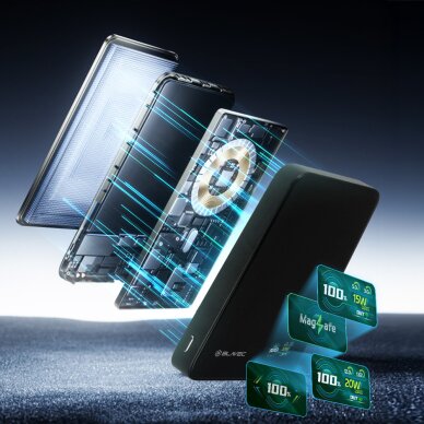 Išorinė baterija black BLAVEC 3 in 1 Slim Glass BJ-04 10.000mAh 22.5W Type-C + MagSafe PBBJ04-MC10B 3