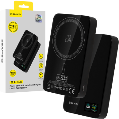 Išorinė baterija black BLAVEC 3 in 1 Slim Glass BJ-04 10.000mAh 22.5W Type-C + MagSafe PBBJ04-MC10B