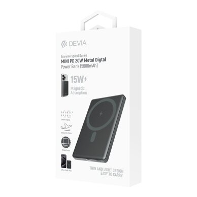 Išorinė baterija grey DEVIA 5000mAh PD 20W EP190 7 Išorinė baterija grey DEVIA 5000mAh PD 20W EP190 7