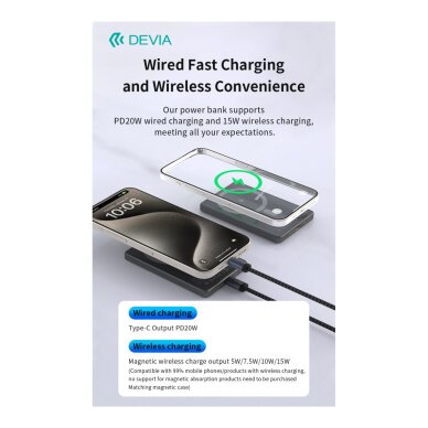 Išorinė baterija grey DEVIA 5000mAh PD 20W EP190 10