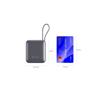 Išorinė baterija grey DEVIA Built-in Cable10.000mAh PD 35W EP206 9