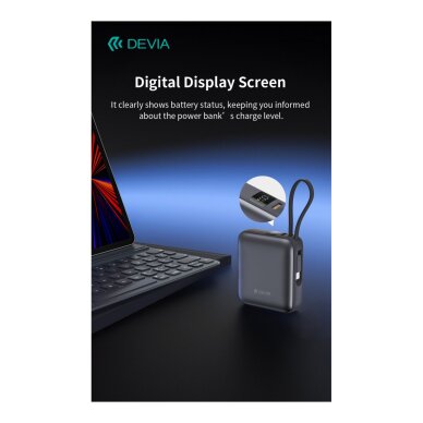 Išorinė baterija grey DEVIA Built-in Cable10.000mAh PD 35W EP206 7