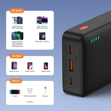 Išorinė baterija LiPo BASEUS Airpow black 20000mAh 20W USB + TYPE-C P10022804113-00 2 Išorinė baterija LiPo BASEUS Airpow black 20000mAh 20W USB + TYPE-C P10022804113-00 2