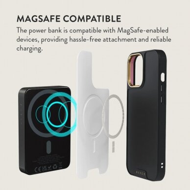 Išorinė baterija Magsafe Almond Latte Gunmetal BURGA 5000mAh 4