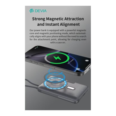 Išorinė baterija Magsafe silver DEVIA 4 in 1 Cable 10000mAh PD 22.5W EP203 2