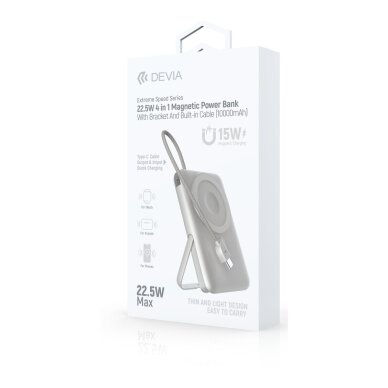 Išorinė baterija Magsafe silver DEVIA 4 in 1 Cable 10000mAh PD 22.5W EP203 6 Išorinė baterija Magsafe silver DEVIA 4 in 1 Cable 10000mAh PD 22.5W EP203 6
