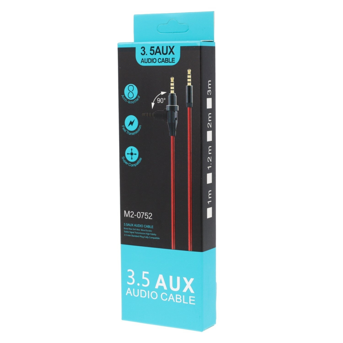 Juodas AUX laidas 90° 1.2M M2-0752 2