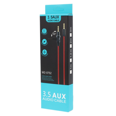 Juodas AUX laidas 90° 1.2M M2-0752 2