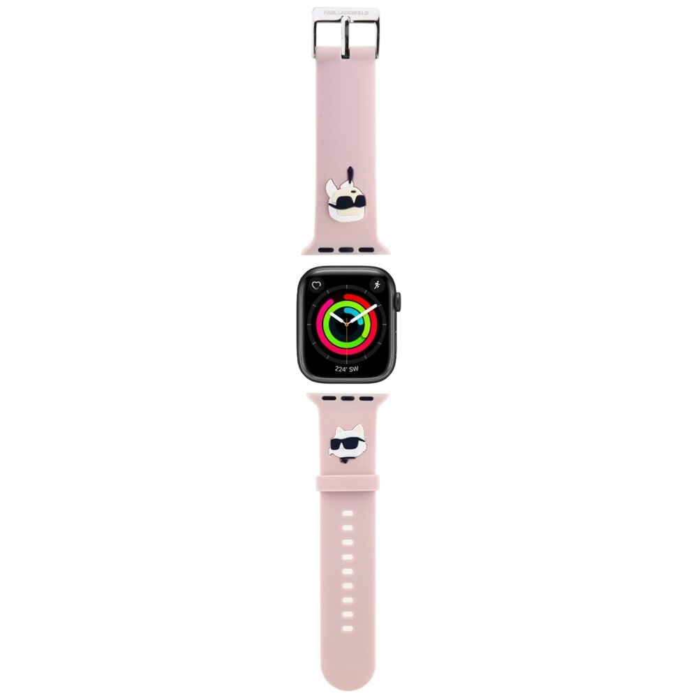 KARL LAGERFELD apyrankė pink 3D Rubber Karl&Choupette Heads Apple Watch 42/44/45/49 mm