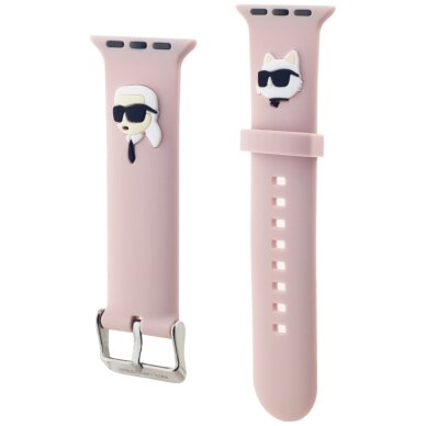 KARL LAGERFELD apyrankė pink 3D Rubber Karl&Choupette Heads Apple Watch 42/44/45/49 mm 2