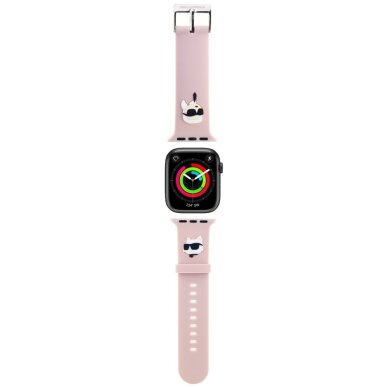KARL LAGERFELD apyrankė pink 3D Rubber Karl&Choupette Heads Apple Watch 42/44/45/49 mm
