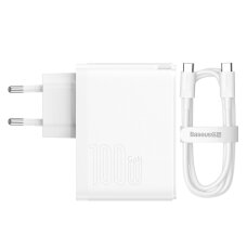 Kroviklis buitinis BASEUS GaN5 Pro PD 100W QC4 3.0 USB + Type-C white BRA012294
