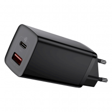 Kroviklis buitinis USB + Type C 65W 3A Baseus CCGAN2L-B01 black