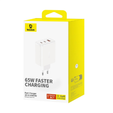 Kroviklis buitinis 2XUSB Type-C + USB 65W 3A Baseus white 4