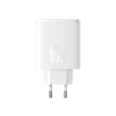 Kroviklis buitinis 2XUSB Type-C + USB 65W 3A Baseus white