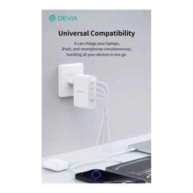 Kroviklis buitinis 3xType-C+USB 100W GaN DEVIA 1 Kroviklis buitinis 3xType-C+USB 100W GaN DEVIA 1