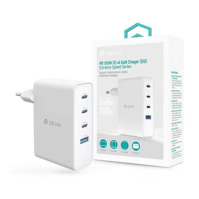 Kroviklis buitinis 3xType-C+USB 100W GaN DEVIA Kroviklis buitinis 3xType-C+USB 100W GaN DEVIA